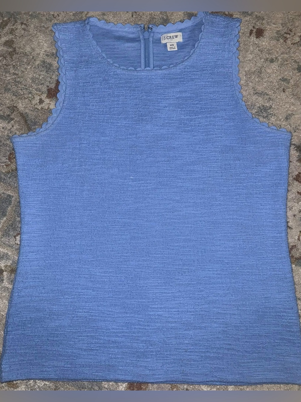 J. Crew Periwinkle Blue Scalloped Sleeveless Knit Top